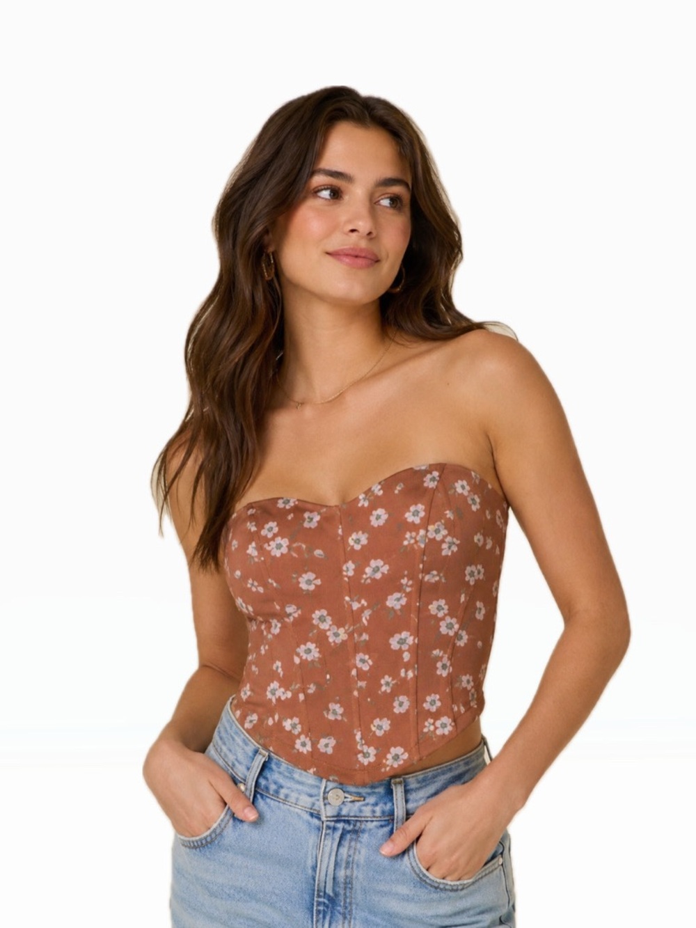 ALTAR'D STATE WOMEN S FLORAL CORSET STRAPLESS BUSTIER CROP BOHO NWT
